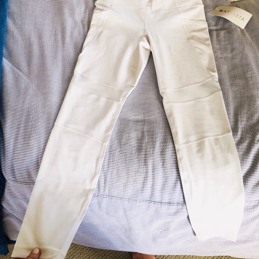 Athleta mesh detail white legging